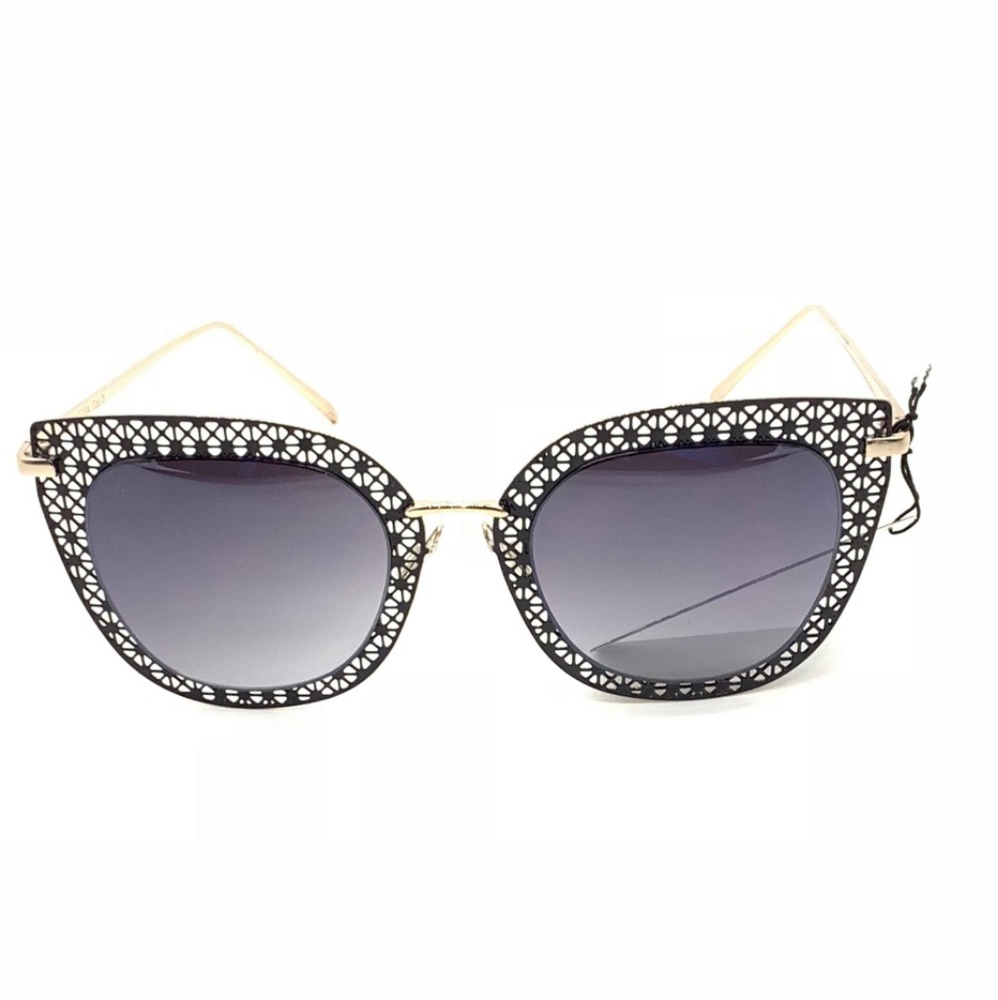 Black Cat Eye Metal Mesh Sunglasses